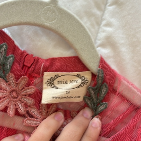 Mia Joy Girls Long Red Flower Dress - Picture 4 of 8